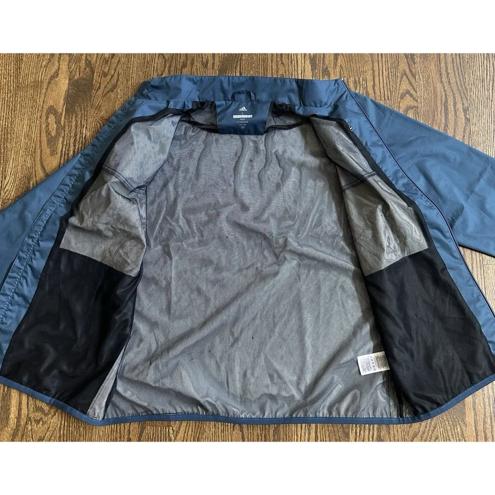 Adidas Golf CLIMASTORM Windbreaker Jacket Mens Large Blue Grey Zip Up